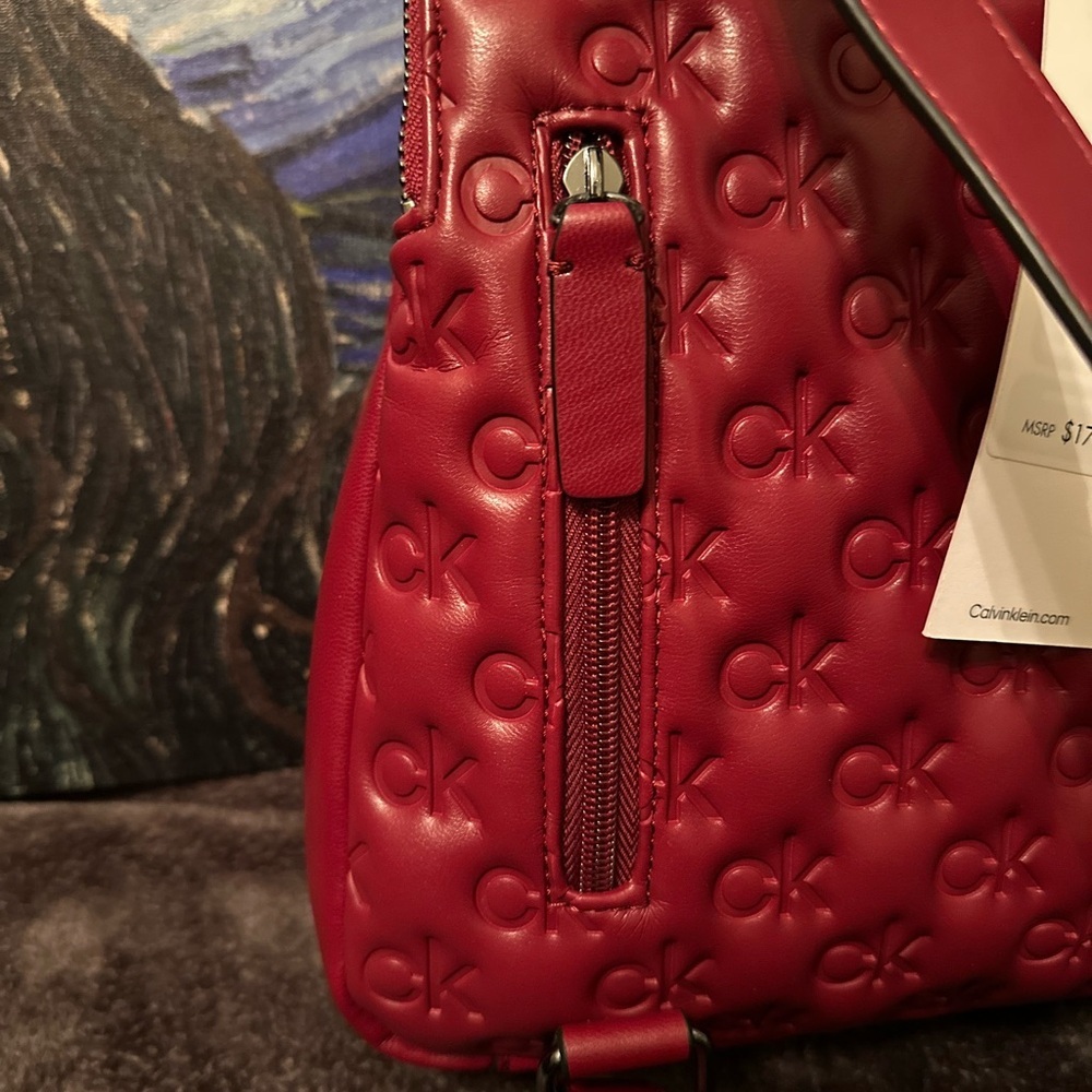 Calvin Klein Red Quilted Backpack-tags Removed - Picture 4 of 10
